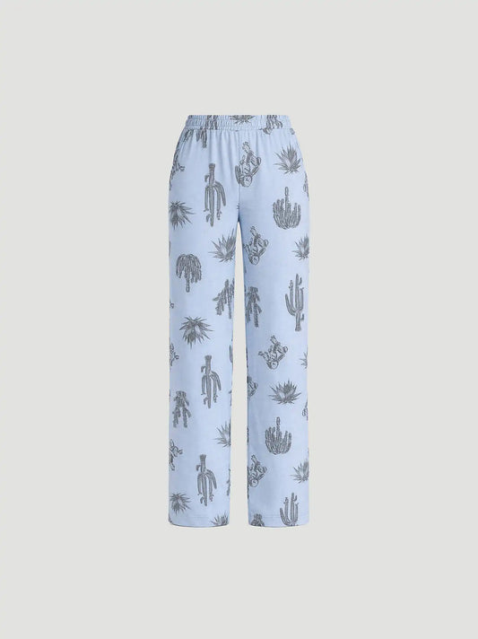 Women's Short Sleeve Pajama Set in White/Blue