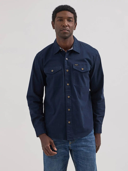 Men's Wrangler® Epic Soft™ Stretch Twill Shirt in Dark Sapphire