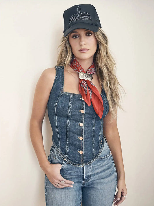 Wrangler x Lainey Wilson Pony Up Bustier Top in Boho Wash