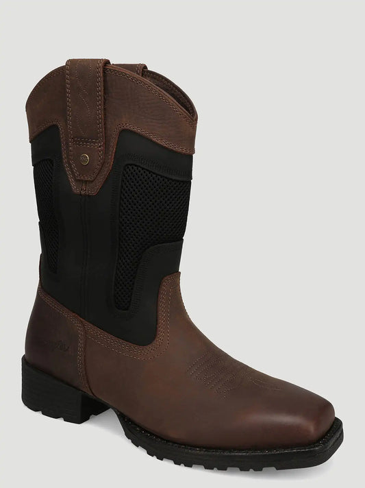 Men's Stockton Square-Toe Vented Western Boot in Brown/Black