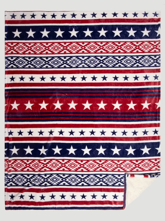 Wrangler Patriotic Stripe Throw Blanket:Patriotic:One Size