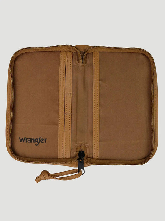 Mens Canvas Zip Wallet and Journal:Brown:One Size