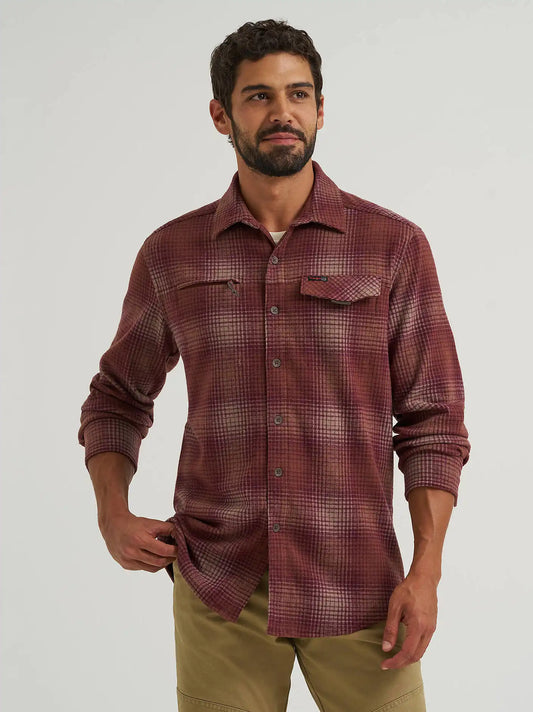 Wrangler ATG™ Men's Campsite Plaid Shirt in Sepia Ombre