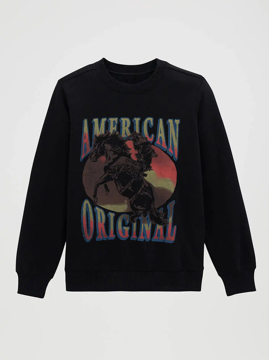 Women's American Original Graphic Fleece Reg Pullover in Black