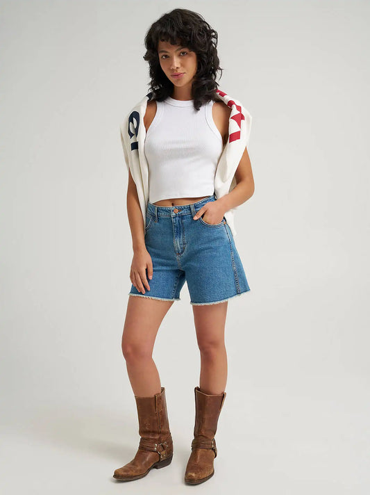 Wrangler® Americana Mid-Length Cowboy Short in Mid Indigo