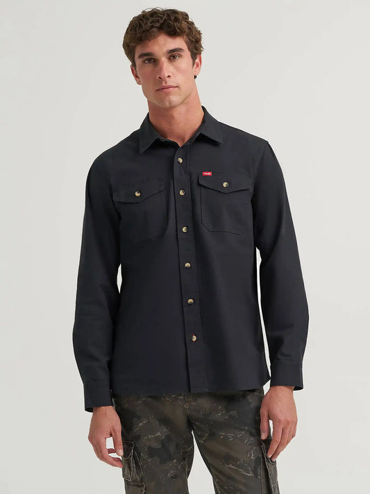 Men's Relaxed Fit Stretch Shirt in Jet Black