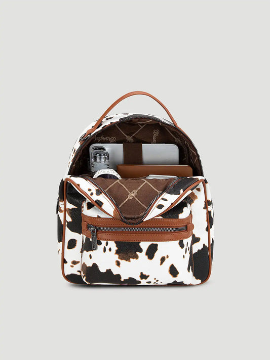 Cow Print Backpack:Brown:One Size: