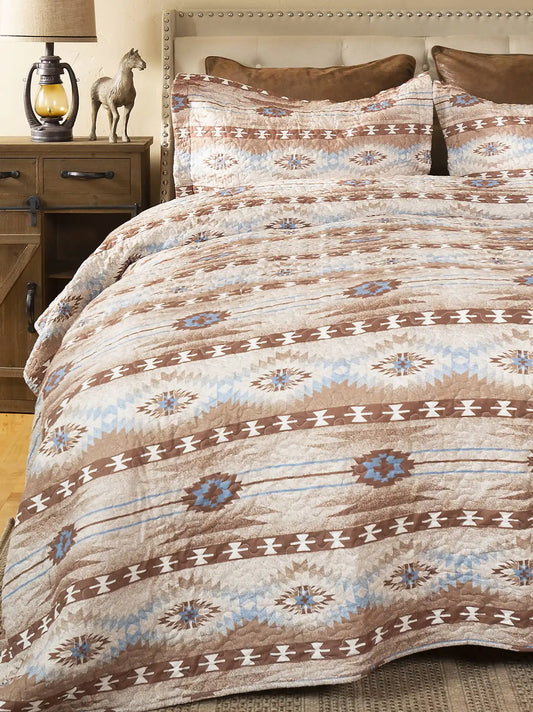 Wrangler Twin Quilted Bedding Set:Brown:Twin