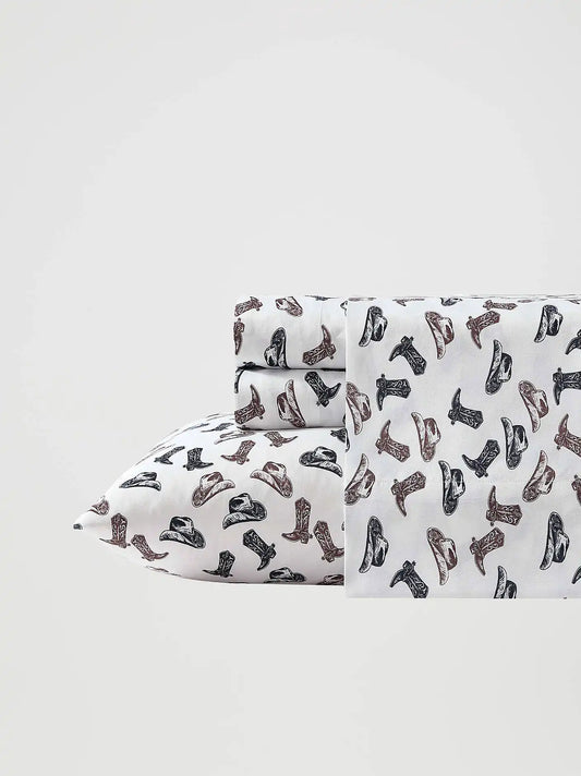 Wrangler Patterned Queen Sheet Set:Boots Black:Queen