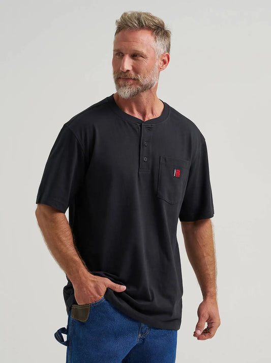 Wrangler RIGGS Workwear® Short Sleeve Relaxed Henley in Black