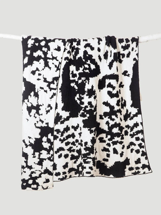 Wrangler Stretchy Throw Blanket:Black White Cow:One Size
