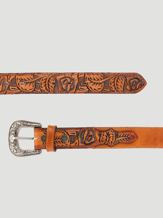 Boys Emboss Edge Belt:Brown:S/M