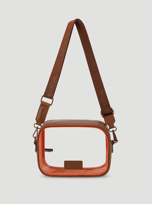 Clear Cross Body Stadium Bag:Brown:One Size