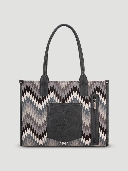 Zig Zag Print Wide Tote:Grey:One Size: