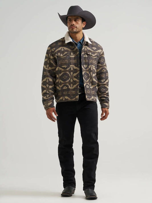 Men's Wrangler® Sherpa Lined Jacquard Print Jacket in Elmwood