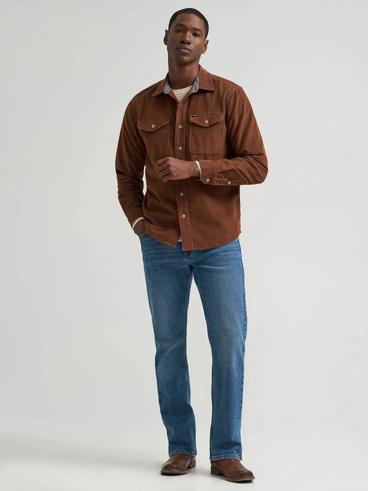 Men's Corduroy Solid Shirt in Soft Silt