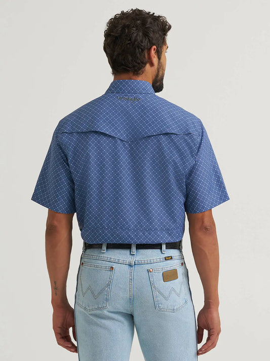 Wrangler All Terrain Gear Men's Performance Print Shirt in Indigo