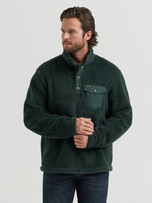 Men's Hay Away Sherpa Quarter Snap Pullover in Dark Spruce