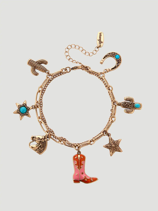 Western Charm Bracelet:Gold:One Size