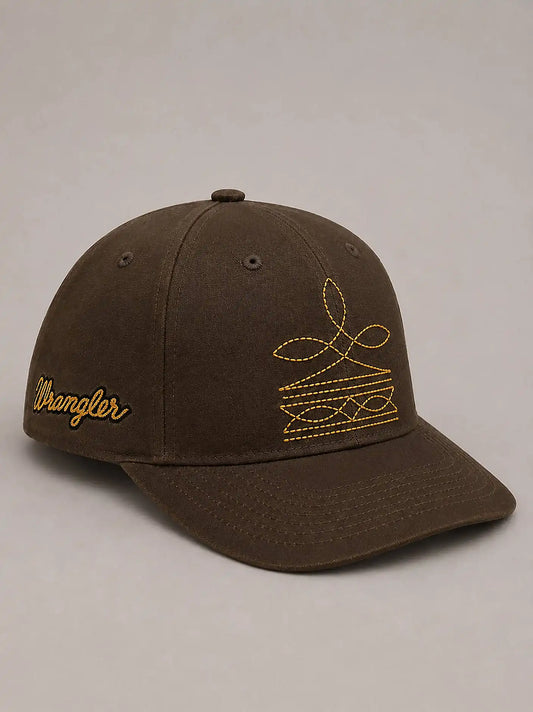 Stormrider Stitch Waxed Canvas Hat:Brown/Yellow:One Size