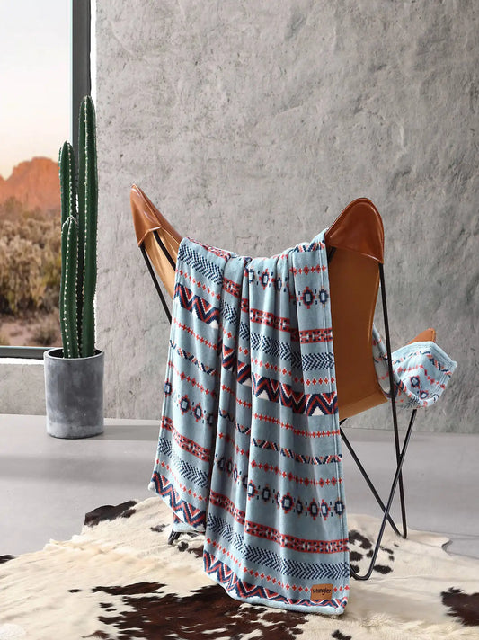 Wrangler Homestead Printed Throw:Blue:One Size