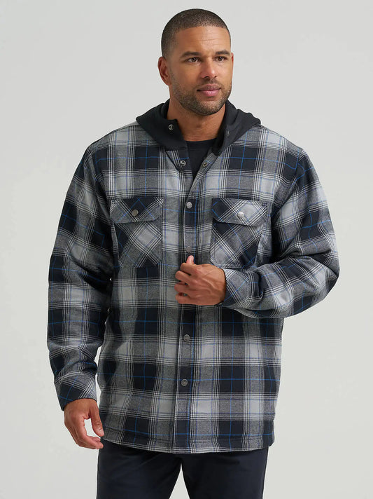Wrangler® RIGGS Workwear® Hooded Flannel Work Jacket in Steely Grey