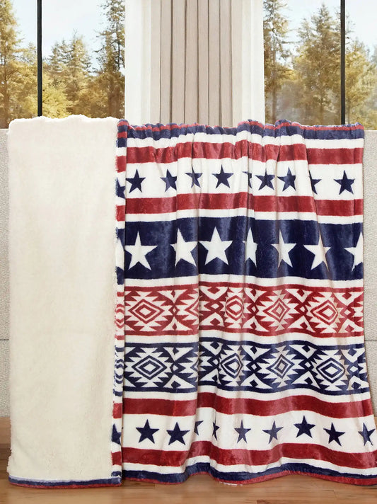 Wrangler Patriotic Stripe Throw Blanket:Patriotic:One Size