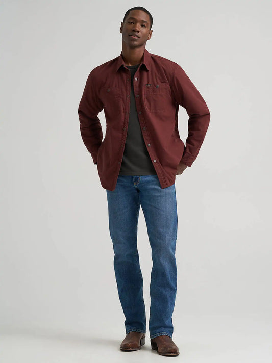 Men's Heavyweight Sherpa Lined Shirt Jacket in Bitter Chocolate