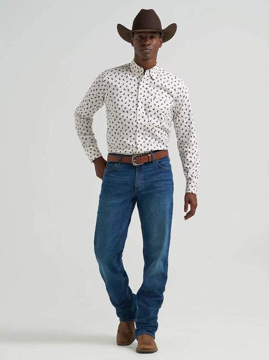 Men's Cody Johnson One Pocket Button Down Shirt in Wine Paisley