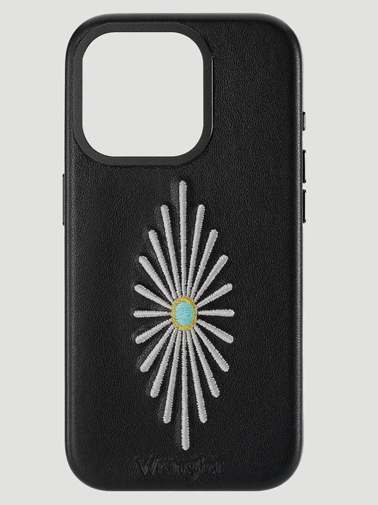 Smartphone Leather Embroidery Case:Black:One Size: