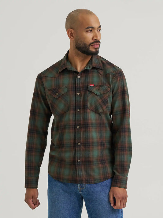 Men's Slim Fit Plaid Shirt in Jungle Green