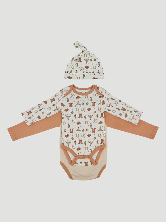Wrangler Baby Bodysuits & Hat Set in New Sheriff in Town