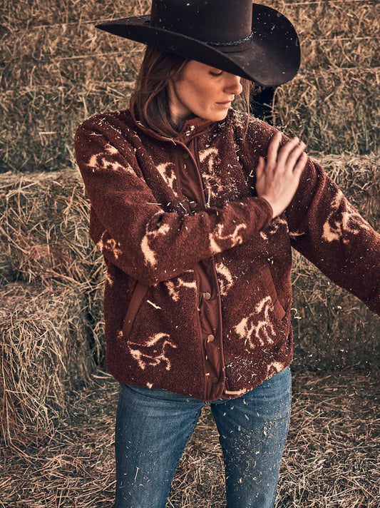 Women's Hay Away Big Sky Sherpa Snap Jacket in Dark Horse
