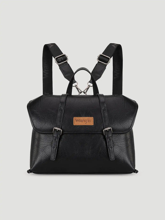 Faux Leather Convertible Satchel Backpack:Black:One Size: