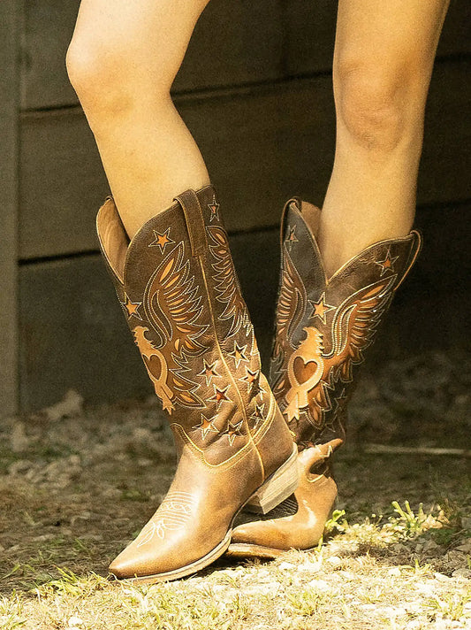Women's Mandy Snip-Toe Eagle Western Boot in Saddle Tan