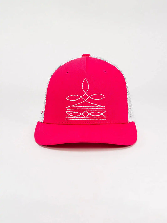 Womens Boot Stitch Trucker Hat:Hot Pink:One Size:
