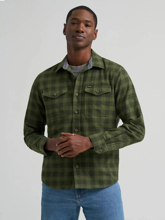 Men's Flannel Plaid Shirt in Kombu Green