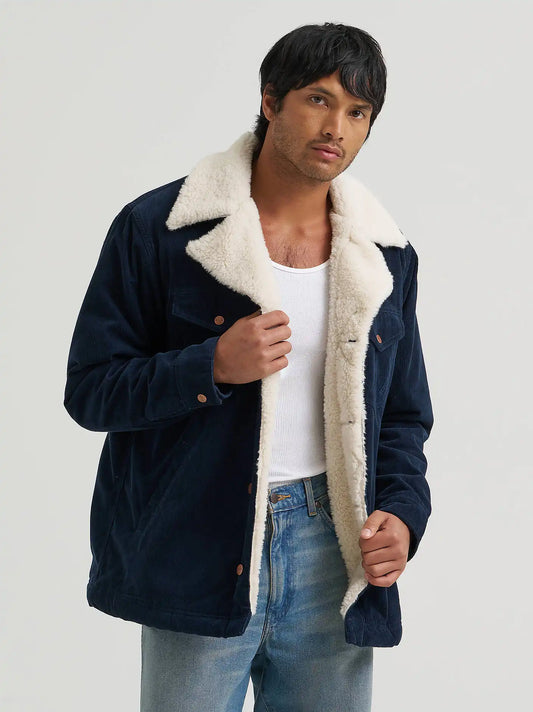 Men's Sherpa Lined Range Corduroy Jacket in Dark Sapphire