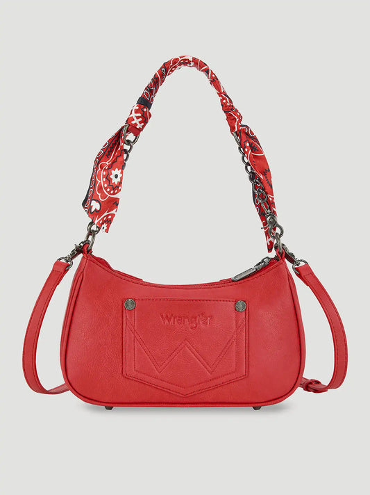 Bandana Print Shoulder Bag:Red:One Size: