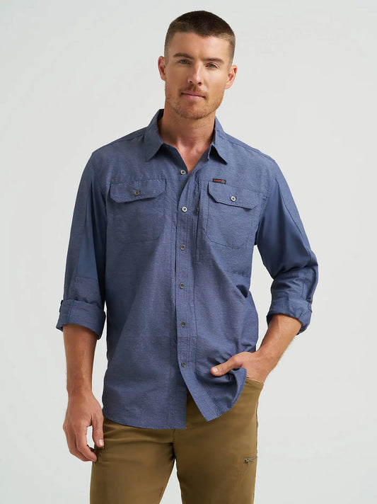 Wrangler ATG™ Men's Mixed Material Shirt in Vintage Indigo