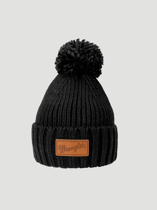 Womens Ribbed Pom Pom Beanie:Black:One Size