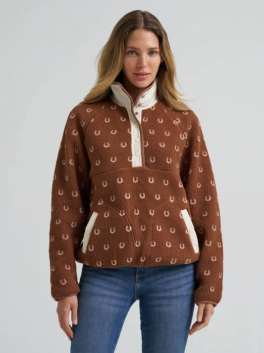 Women's Wrangler Big Sky Sherpa Snap Pullover in Brown