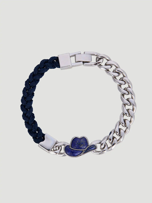 Cowgirl Hat Braided Chain Bracelet:Silver:One Size: