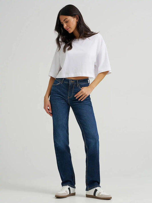 Women's Wrangler® High Rise True Straight Leg Jean in Berry Dark