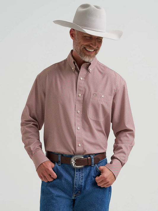 Wrangler® George Strait™ Performance Button Down Shirt in Rust Bands