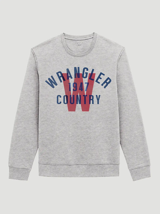 Wrangler 1947 Country Graphic Fleece Sweatshirt in Grey Mele