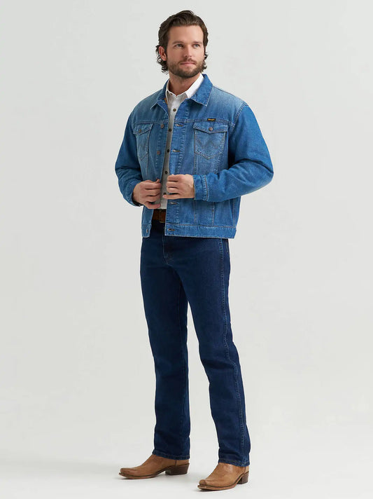 Cowboy Cut Flannel Lined Denim Jacket in Blue Indigo