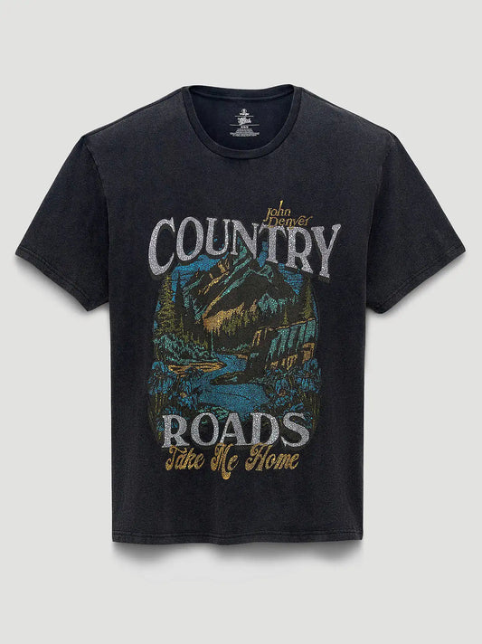 John Denver Country Roads Vintage Fit Graphic T-Shirt in Washed Black