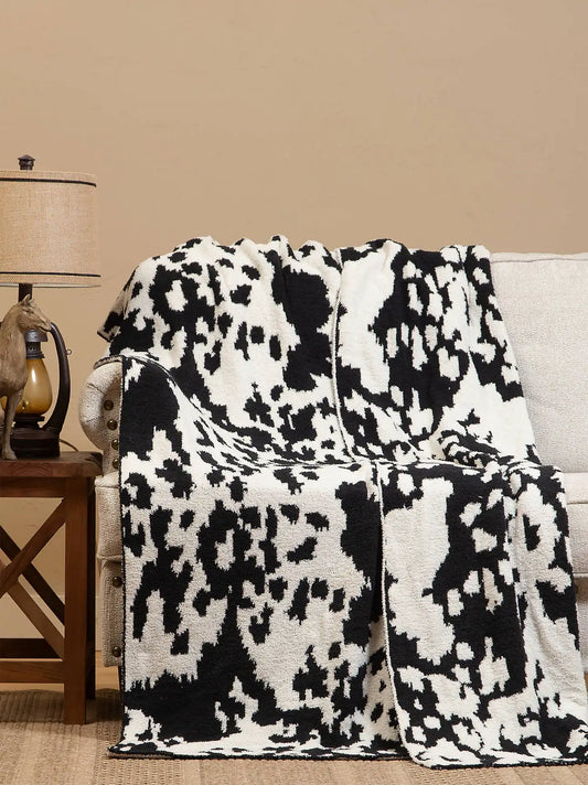 Wrangler Stretchy Throw Blanket:Black White Cow:One Size