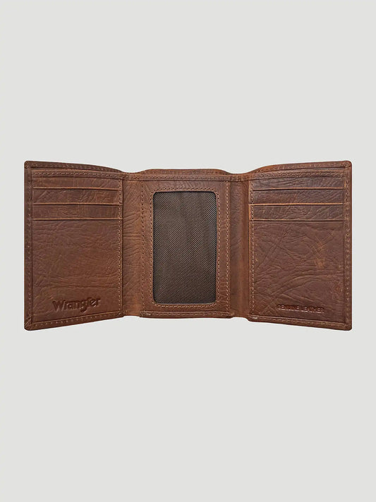 American Flag Tri Fold Wallet:Brown:One Size